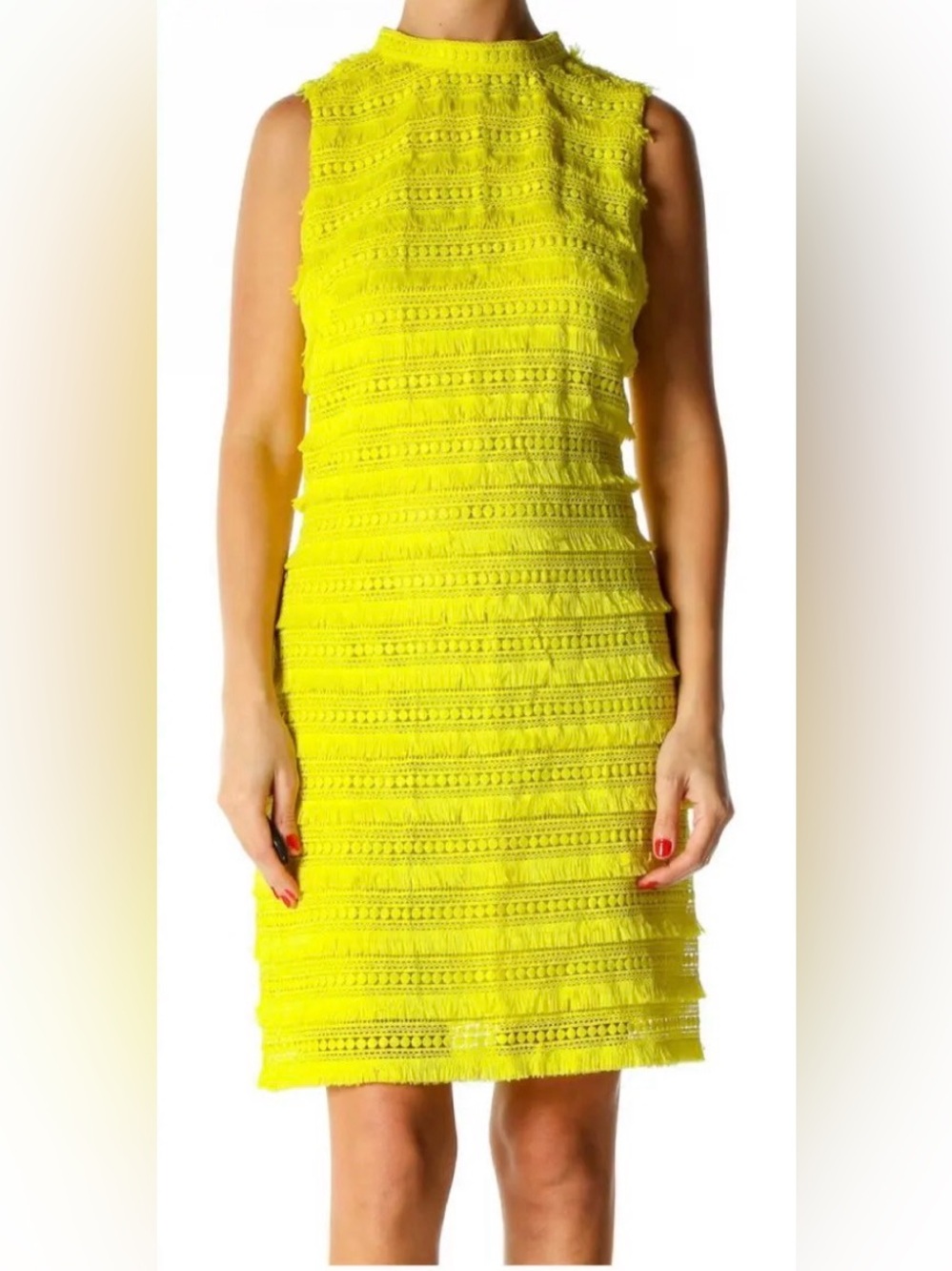 J.Crew bright Yellow tassel fringe crochet Dress